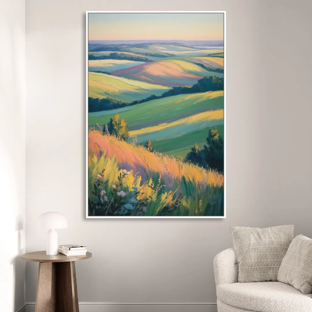 Rolling Hills of PEI Living Room - White Canvas Wall Art