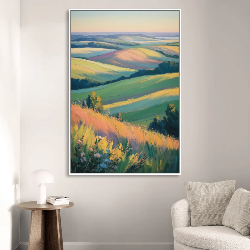 Rolling Hills of PEI Living Room - White Canvas Wall Art