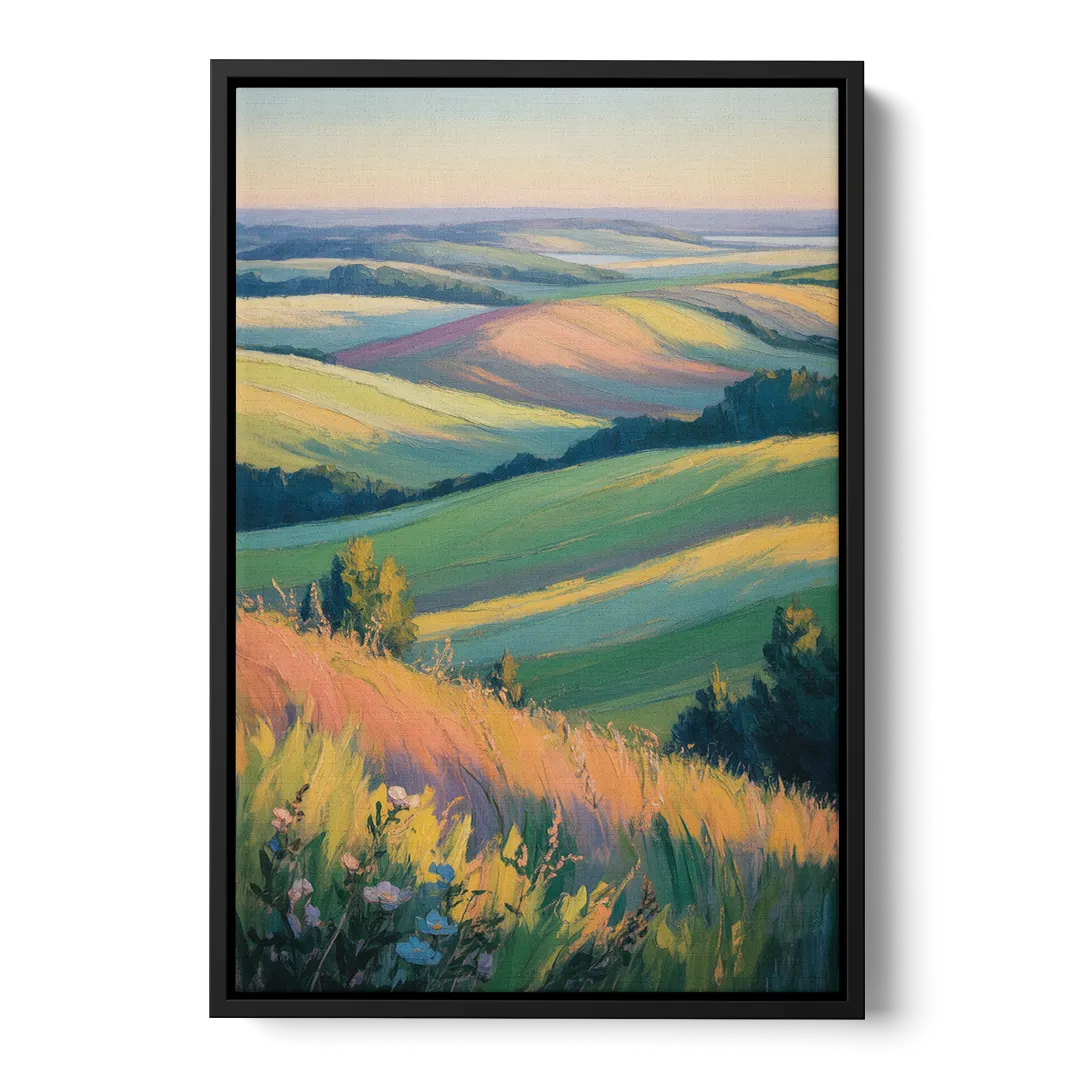 Rolling Hills of PEI Front - Black Canvas Wall Art