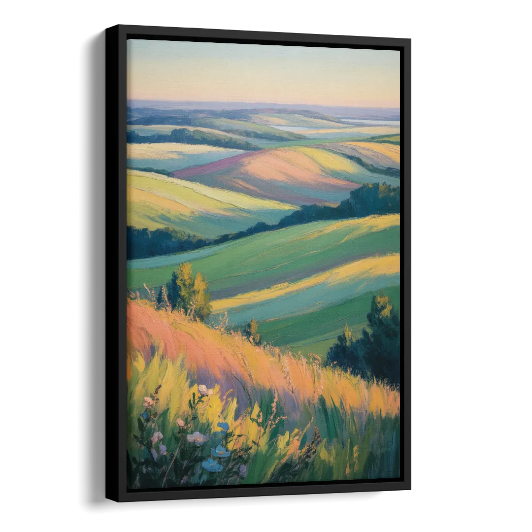 Rolling Hills of PEI Side - Black Canvas Wall Art