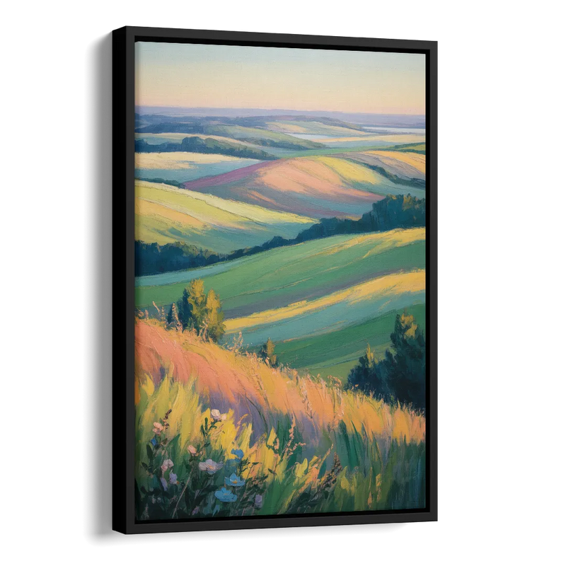 Rolling Hills of PEI Side - Black Canvas Wall Art