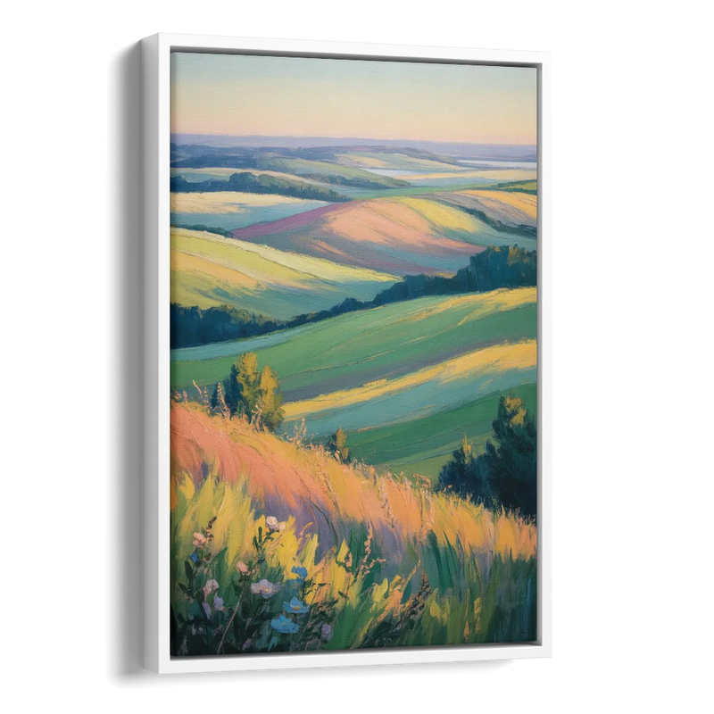 Rolling Hills of PEI Side - White Canvas Wall Art