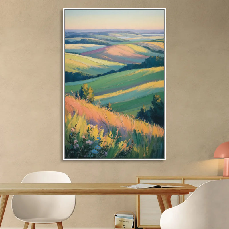 Rolling Hills of PEI Sitting Room - White Canvas Wall Art