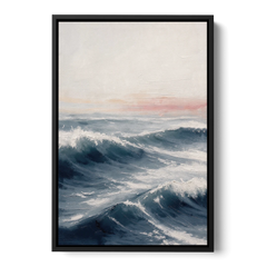 Rolling Navy Swells Under a Chalk Sky - Black Framed Canvas Wall Art - Front