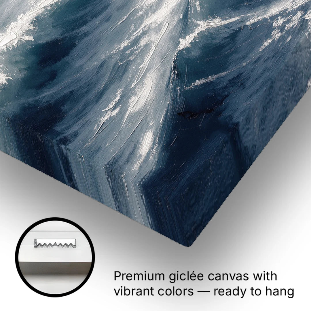 Rolling Navy Swells Under a Chalk Sky - Canvas Wall Art - Gallery Wrap Corner