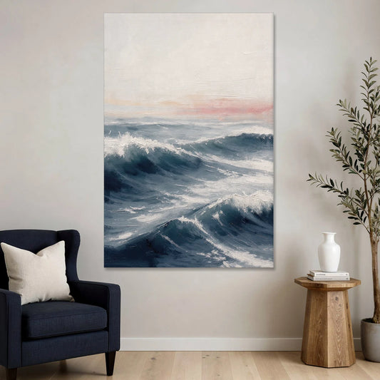 Rolling Navy Swells Under a Chalk Sky - Canvas Wall Art - Sofa - 40x60