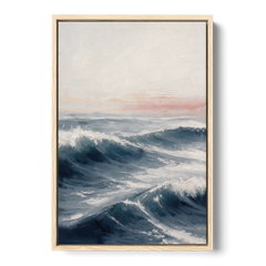 Rolling Navy Swells Under a Chalk Sky - Oak Framed Canvas Wall Art - Front