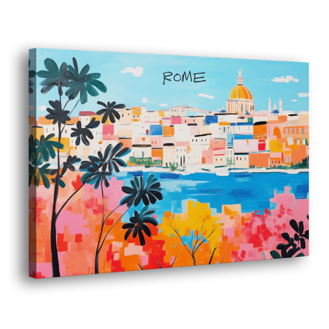 Rome Art of a Golden Dome Skyline - Canvas Wall Art - Side
