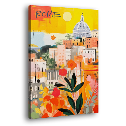 Rome Painting Under a Yellow Sun - Canvas Wall Art - Side