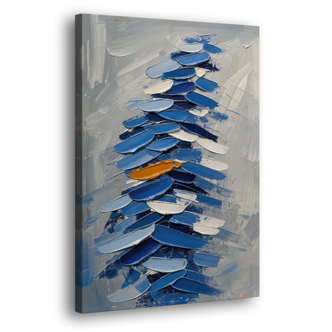 Royal Blue Abstract Painting of Stacked Knife Strokes - Canvas Wall Art - Side