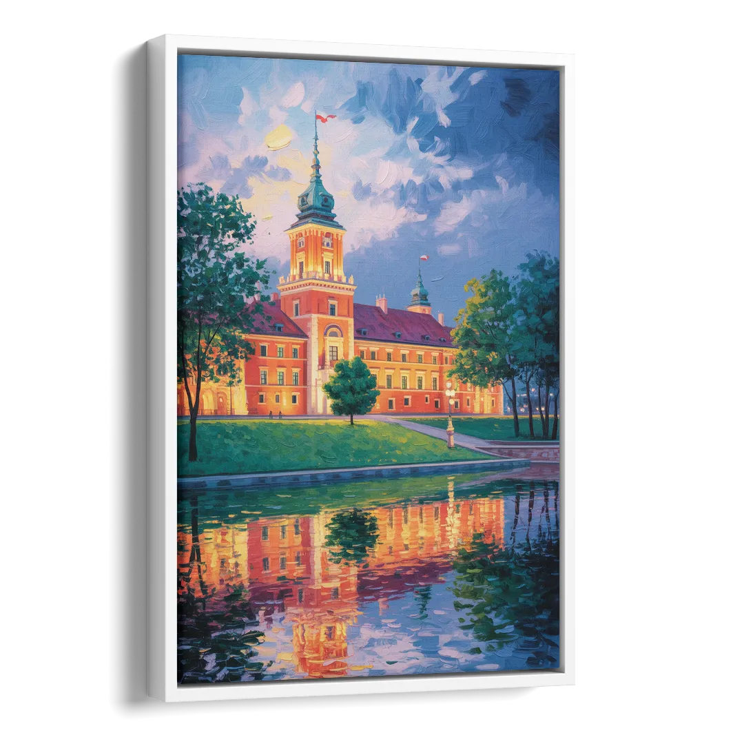 Royal Castle Glow Side - White Canvas Wall Art