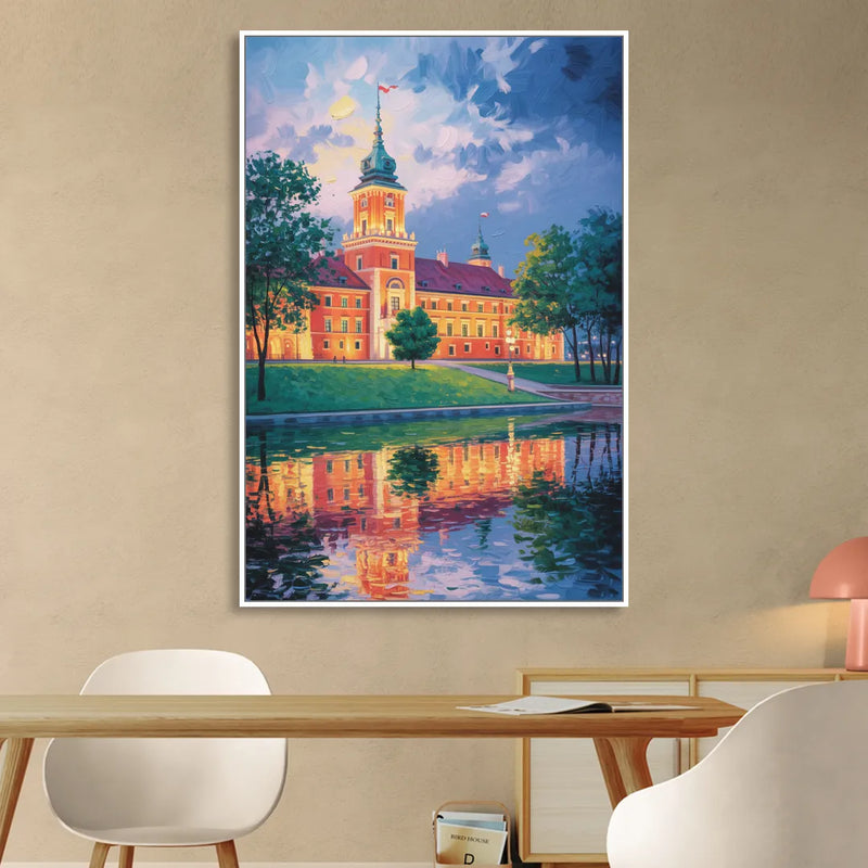 Royal Castle Glow Sitting Room - White Canvas Wall Art