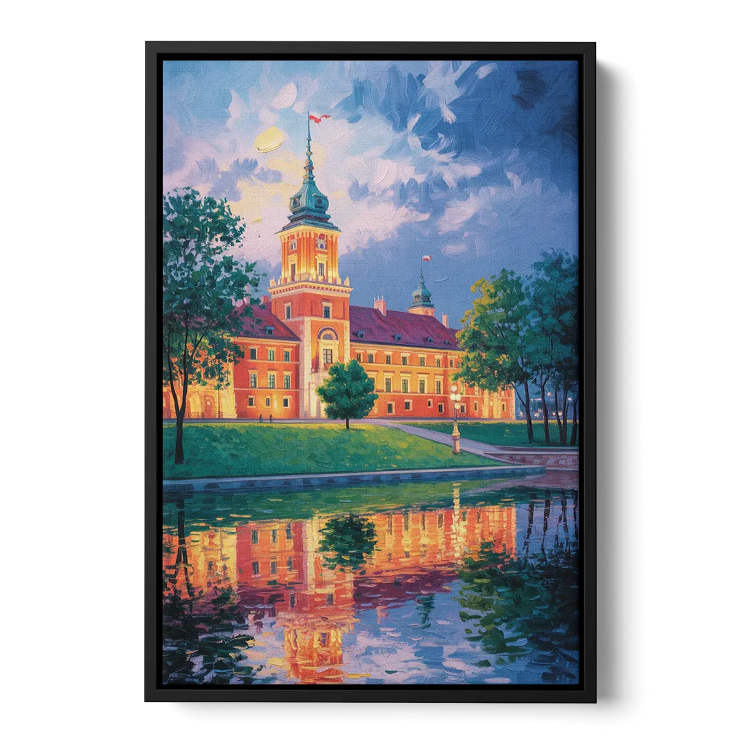 Royal Castle Glow Front - Black Canvas Wall Art