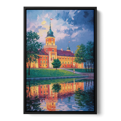 Royal Castle Glow Front - Black Canvas Wall Art