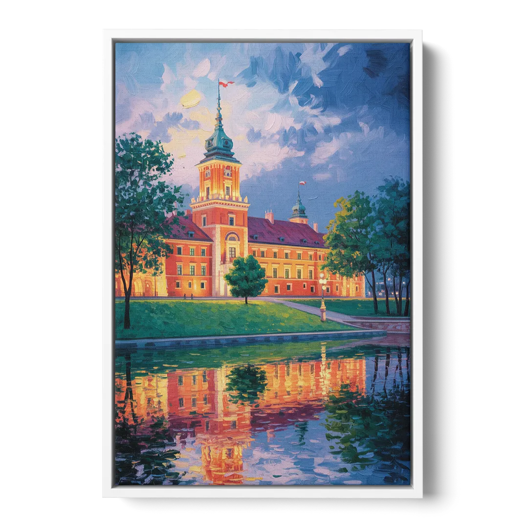 Royal Castle Glow Front - White Canvas Wall Art