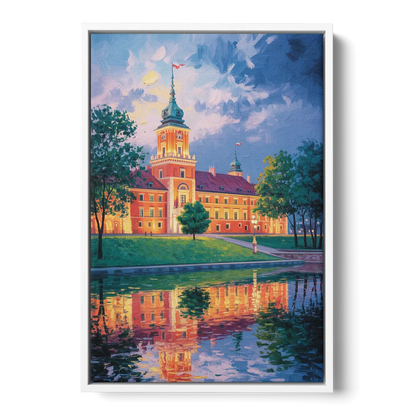 Royal Castle Glow Front - White Canvas Wall Art