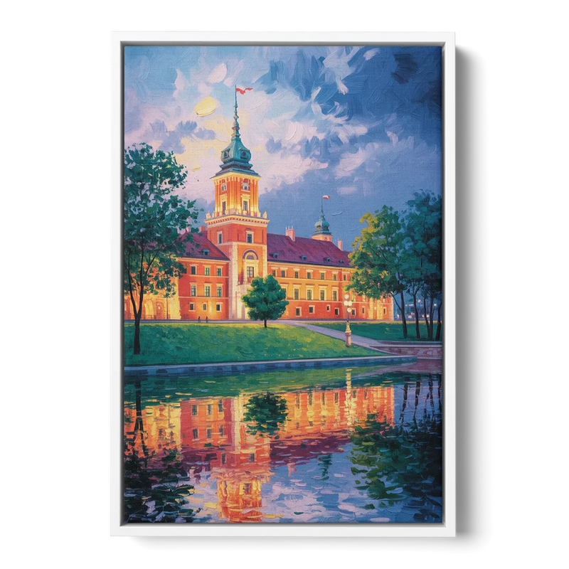 Royal Castle Glow Front - White Canvas Wall Art