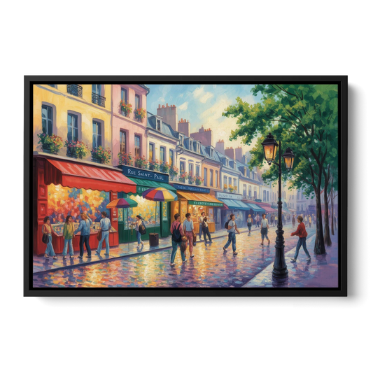 Rue Saint Paul Vibes - Black Framed Canvas Wall Art - Front