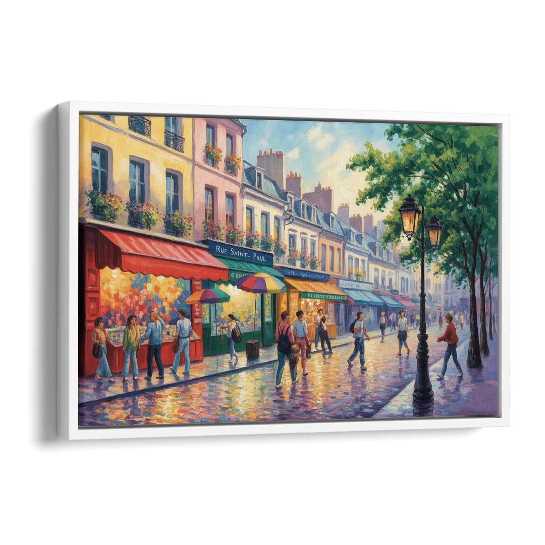 Rue Saint Paul Vibes Side - White Canvas Wall Art