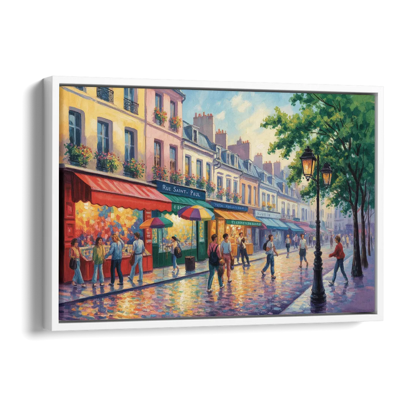 Rue Saint Paul Vibes Side - White Canvas Wall Art