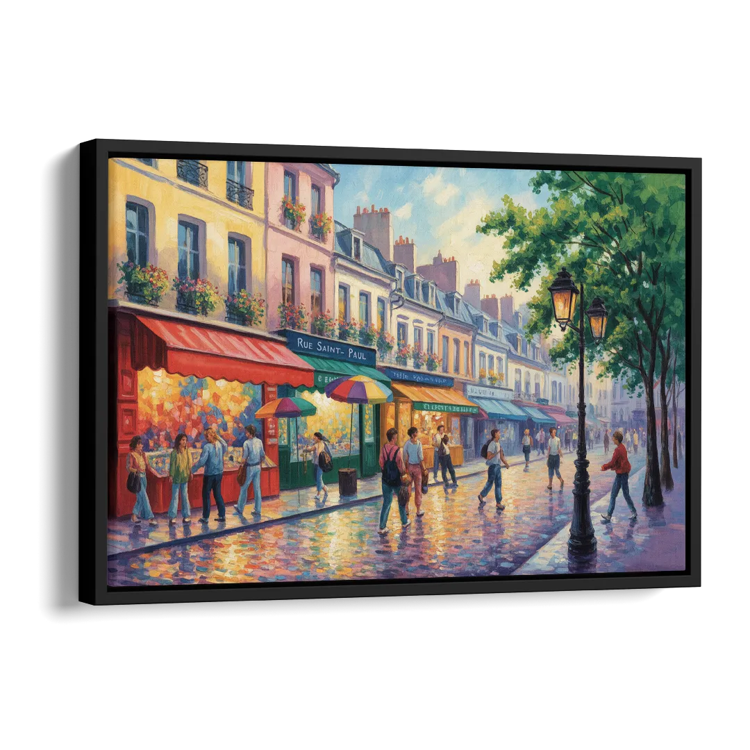Rue Saint Paul Vibes Side - Black Canvas Wall Art