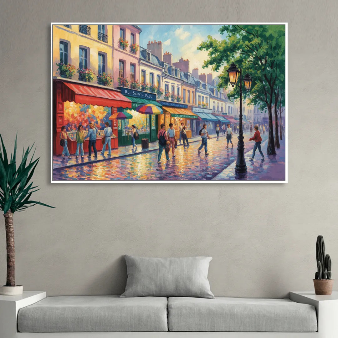 Rue Saint Paul Vibes Sitting Room - White Canvas Wall Art