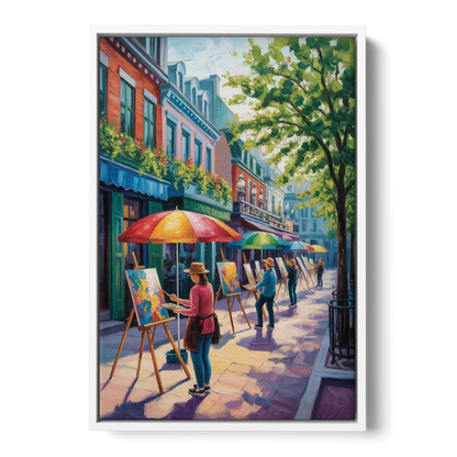Rue du Tresor Artists Quebec Front - White Canvas Wall Art