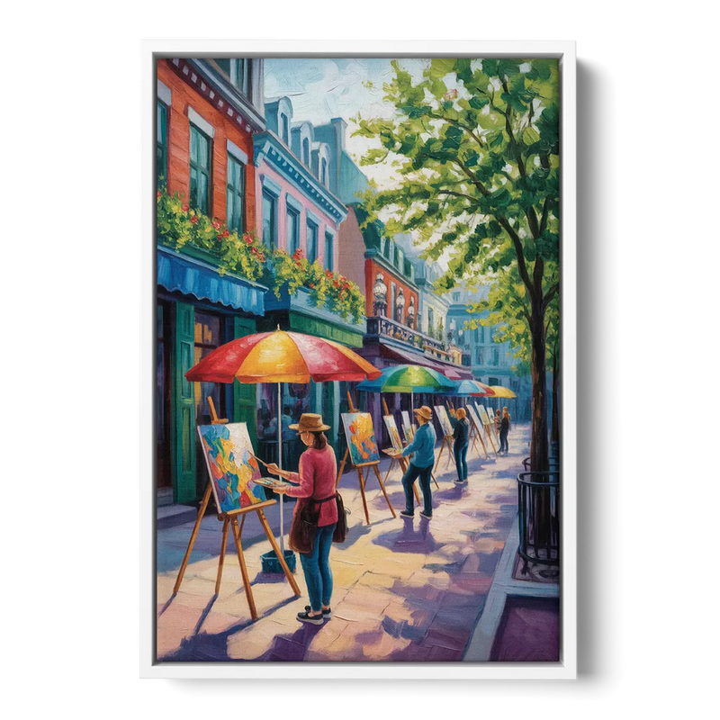 Rue du Tresor Artists Quebec Front - White Canvas Wall Art
