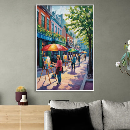 Rue du Tresor Artists Quebec Sitting Room - White Canvas Wall Art