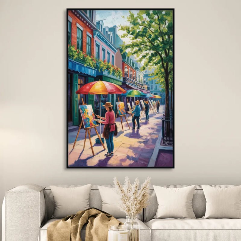 Rue du Tresor Artists Quebec Living Room - Black Canvas Wall Art