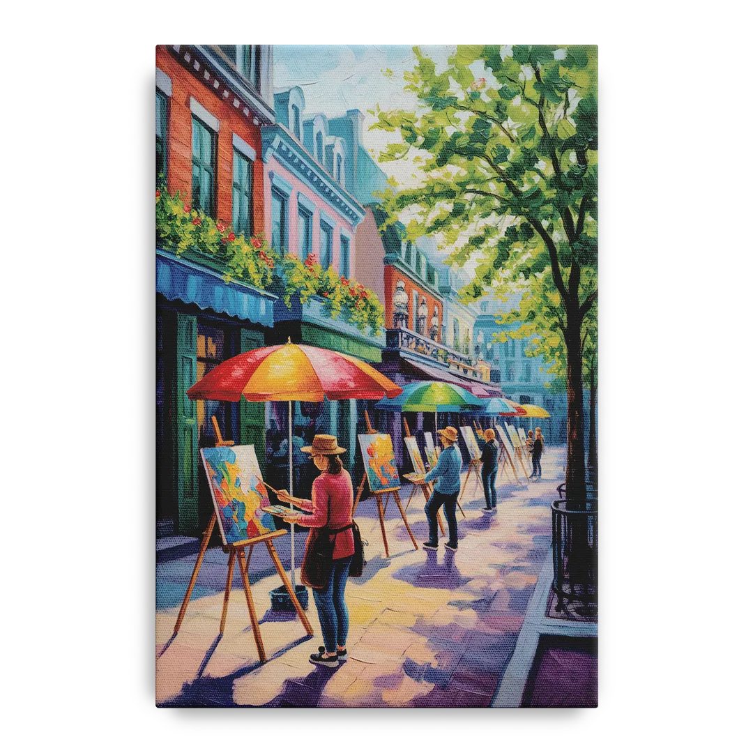 Rue du Tresor Artists Quebec Front - Canvas Wall Art