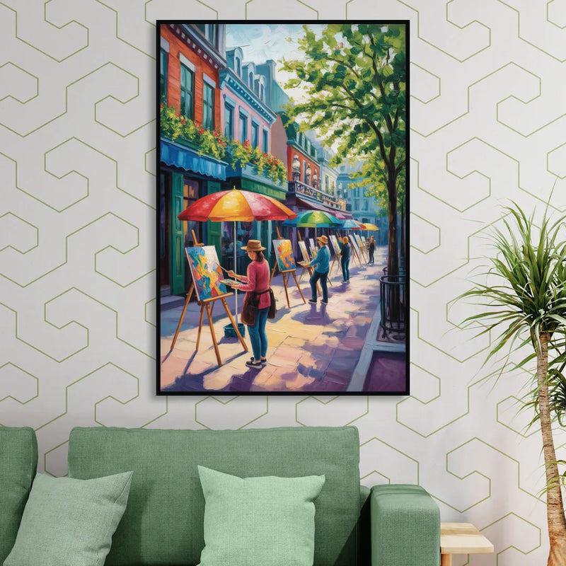 Rue du Tresor Artists Quebec Sitting Room - Black Canvas Wall Art