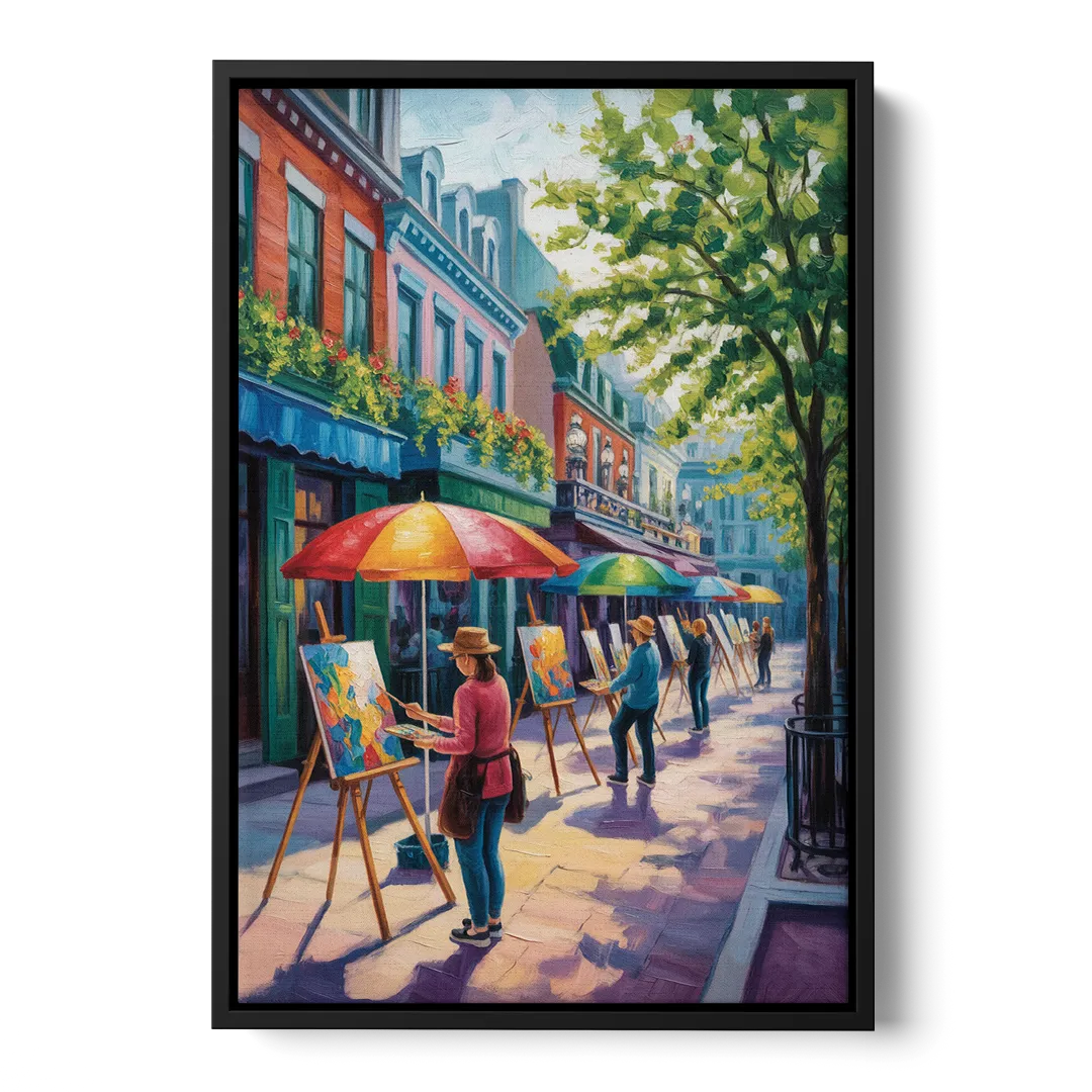 Rue du Tresor Artists Quebec Front - Black Canvas Wall Art