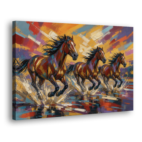 Running Horses Wall Art Splashing Through the River - Canvas Wall Art - Side