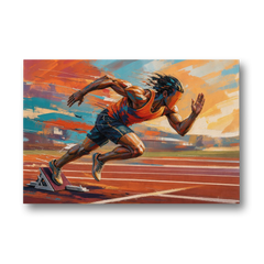 Running Wall Art Sprinter Bursting Off the Blocks - Canvas Wall Art - Front