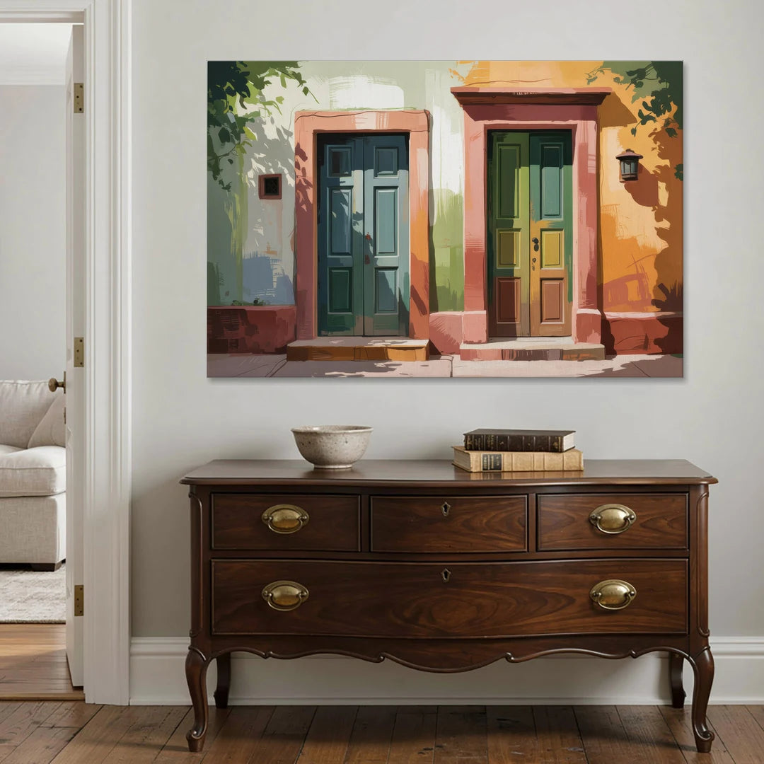 Rustic Colonial Doors - Canvas Wall Art - Coffee Table - 60x40