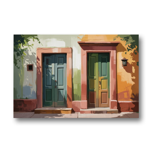 Rustic Colonial Doors - Canvas Wall Art - Front