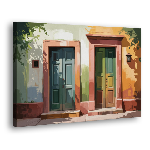Rustic Colonial Doors - Canvas Wall Art - Side