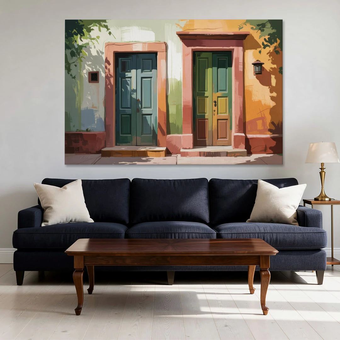 Rustic Colonial Doors - Canvas Wall Art - Sofa - 60x40