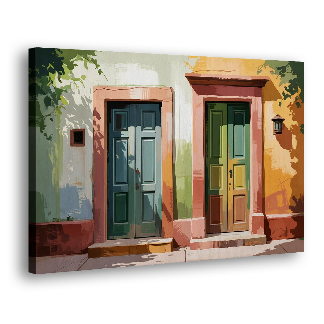 Rustic Colonial Doors Side - Canvas Wall Art