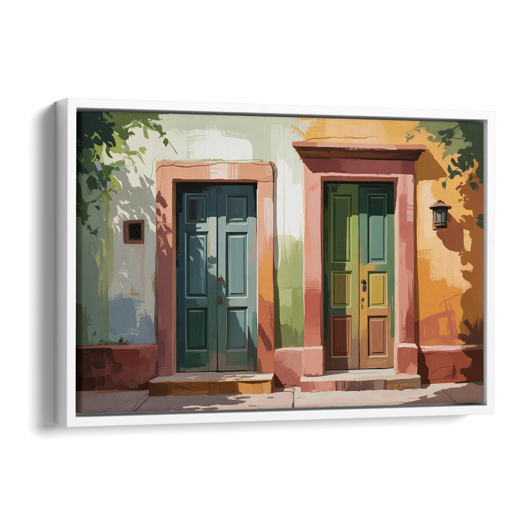 Rustic Colonial Doors Side - White Canvas Wall Art