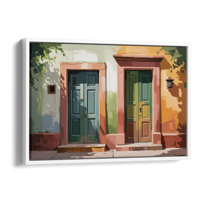 Rustic Colonial Doors Side - White Canvas Wall Art