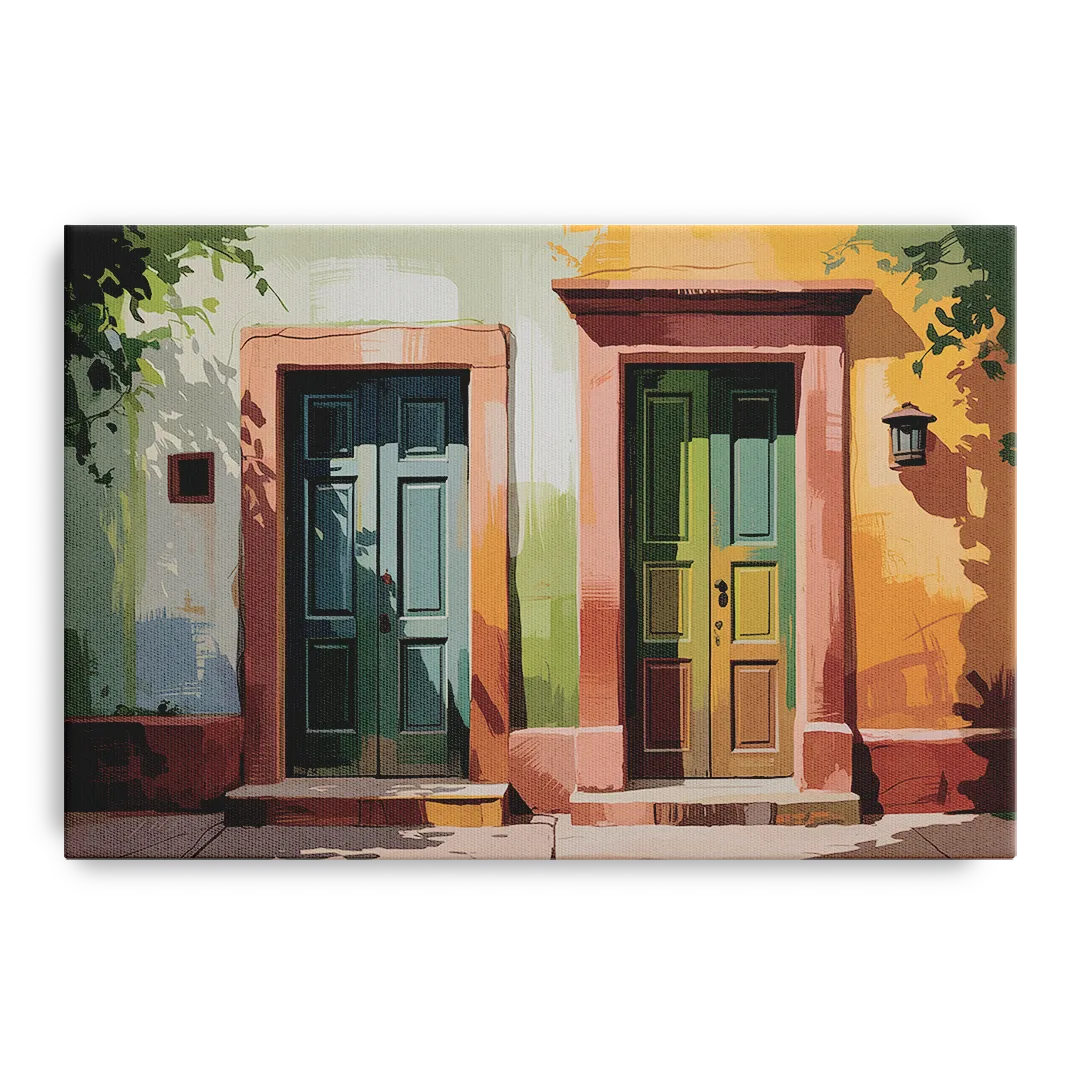 Rustic Colonial Doors Front - Canvas Wall Art