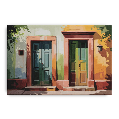 Rustic Colonial Doors Front - Canvas Wall Art