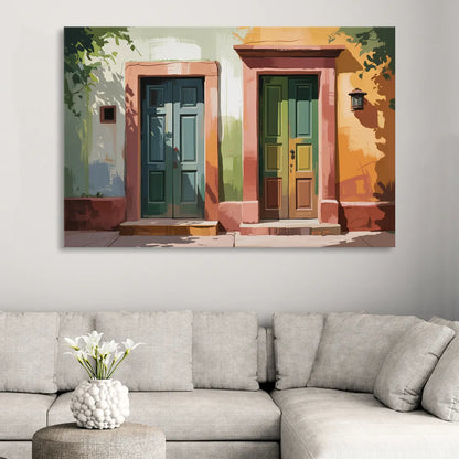 Rustic Colonial Doors Sitting Room - Canvas Wall Art