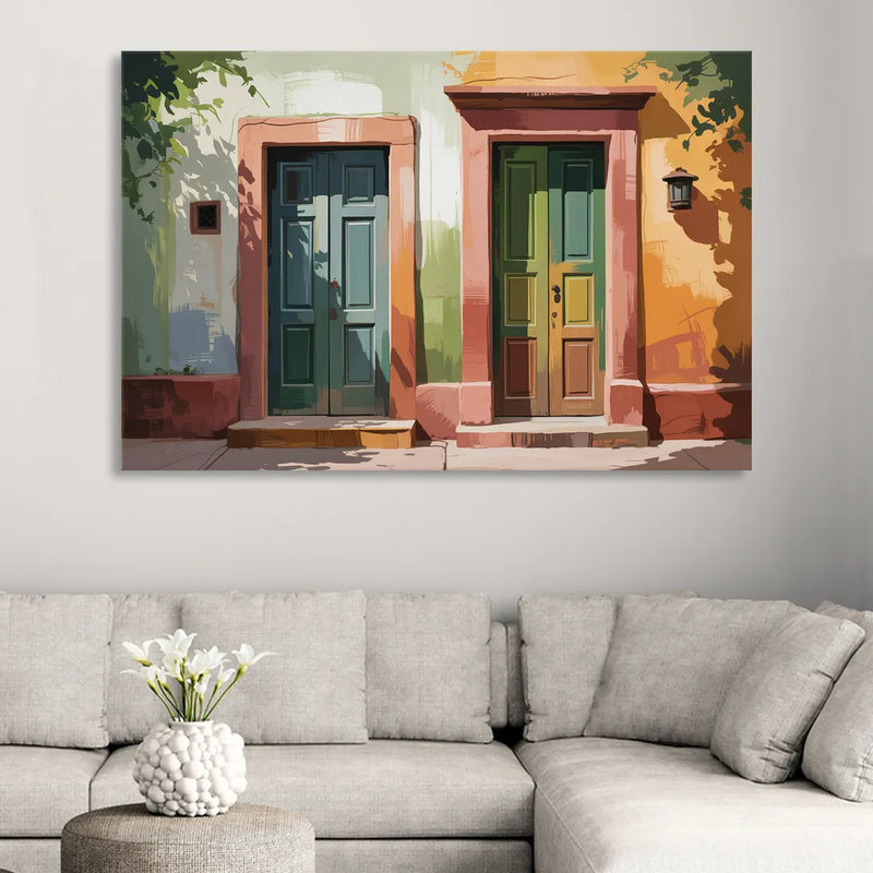 Rustic Colonial Doors Sitting Room - Canvas Wall Art