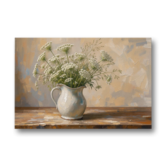 Rustic Kitchen Wall Art with Queen Anne's Lace - Canvas Wall Art - Front