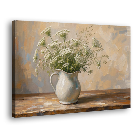 Rustic Kitchen Wall Art with Queen Anne's Lace - Canvas Wall Art - Side