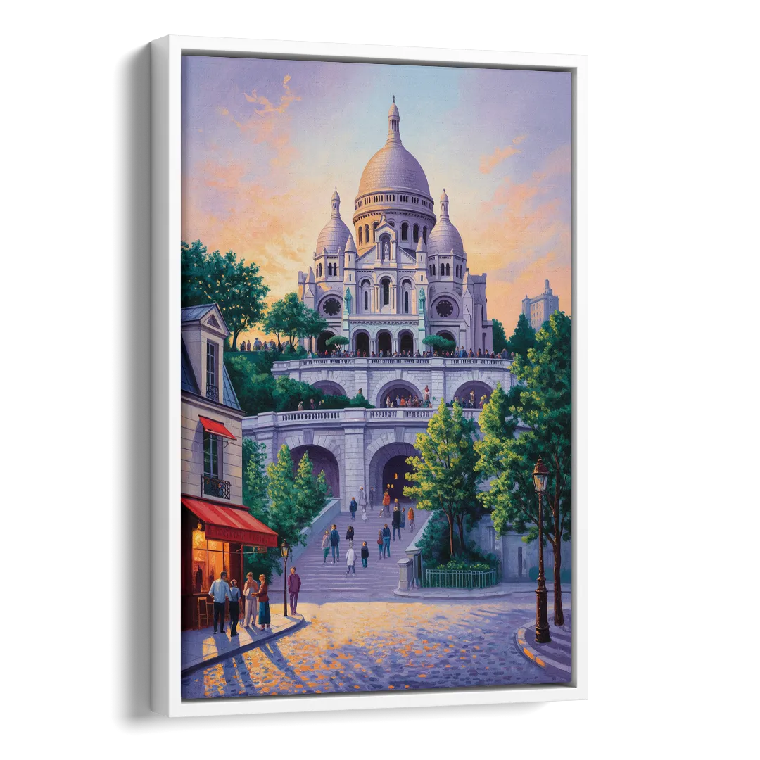 Sacré-Cœur Sunrise Side - White Canvas Wall Art