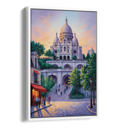Sacré-Cœur Sunrise Side - White Canvas Wall Art
